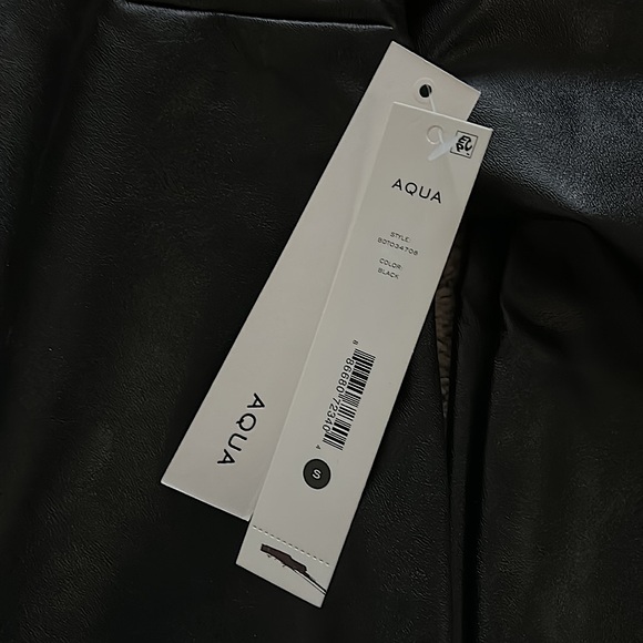 Aqua NWT Sexy Black Faux Leather Long Sleeve Shirt Top **Size S** 🔥🔥 - Picture 4 of 4